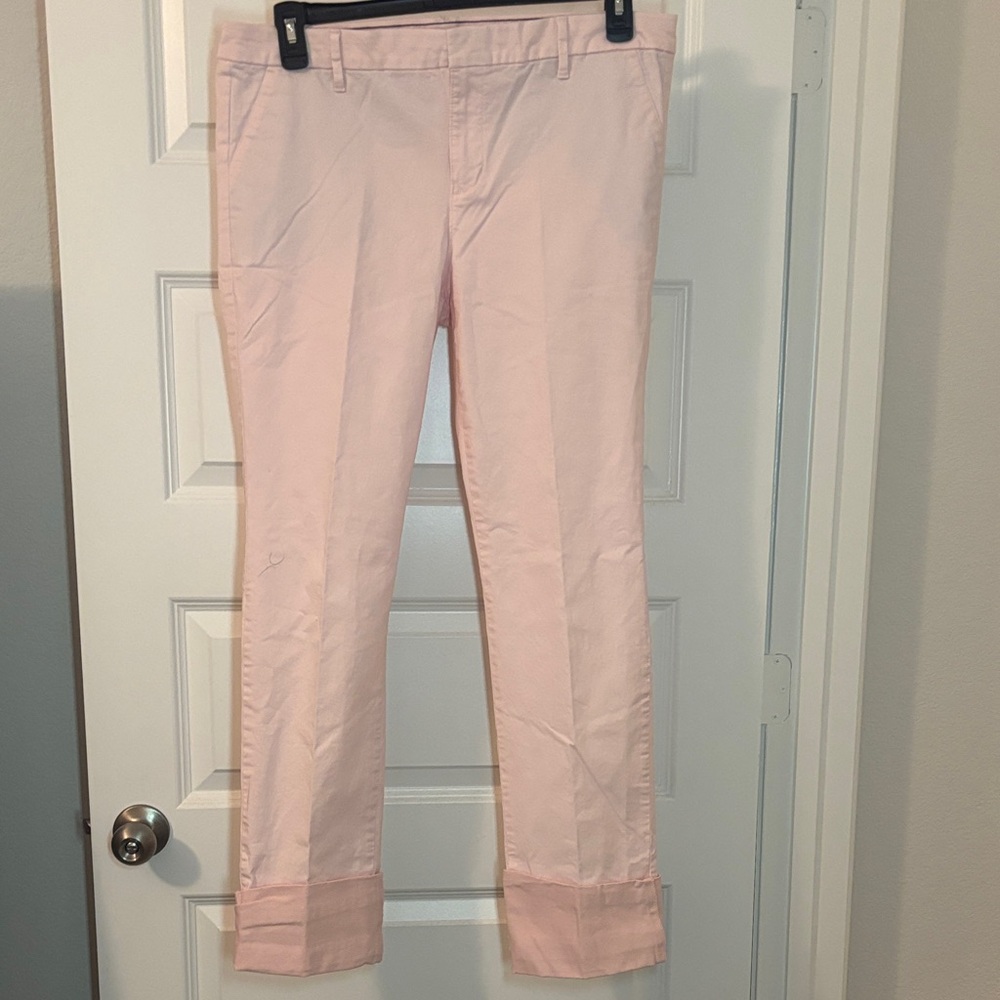 Tommy Hilfiger Baby Pink Chino Cotton Cuffed Pants SZ 12 casual preppy Americana